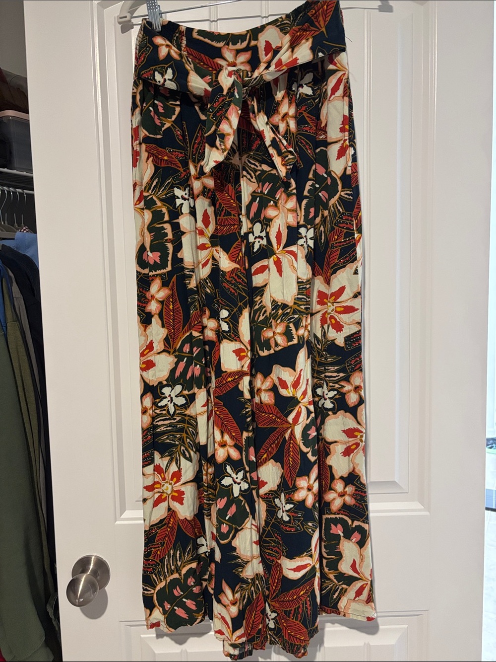 Floral Tie-Waist Palazzo Pants - Navy Multi